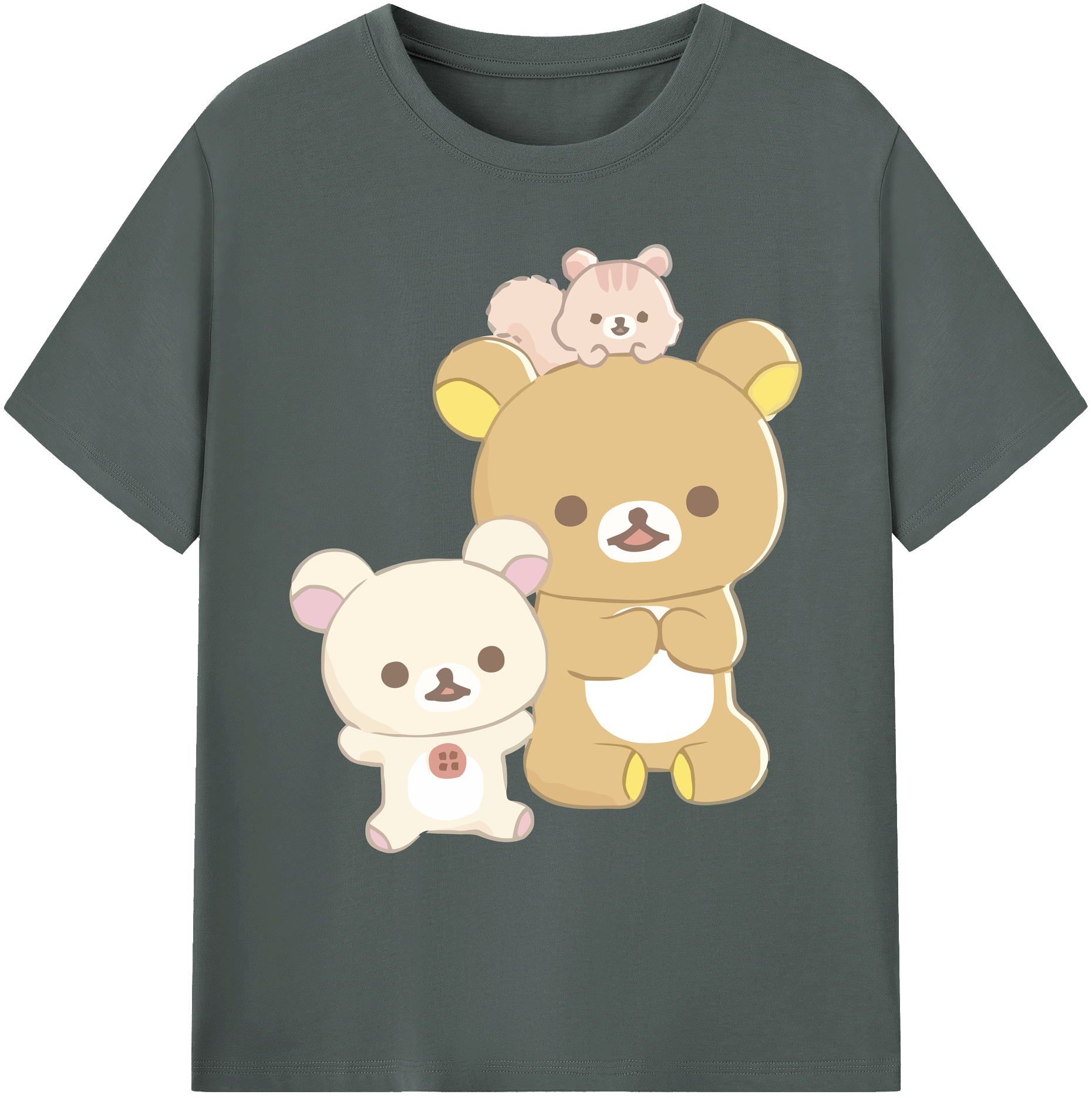 （画像用） リラックマ リラックマ キイロイトリ Rilakkuma Korilakkuma Kiiroitori 綿100％ メンズ半袖Tシャツ｜肌触りやわらか＆通気性